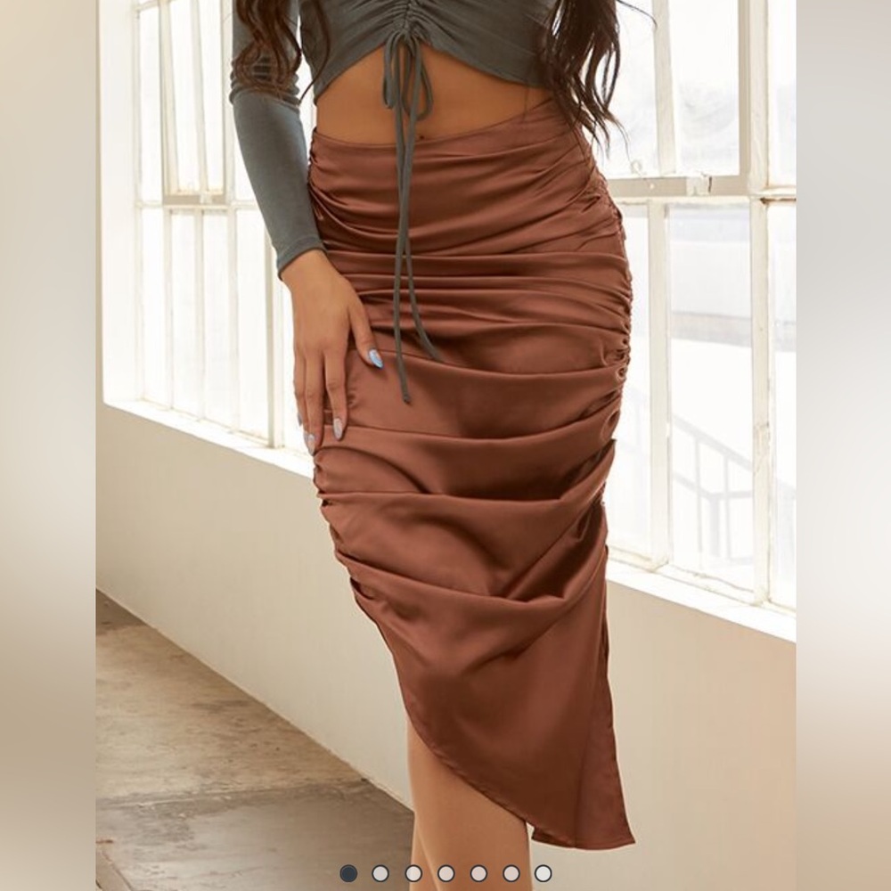 Forever21 Satin Ruched Drawstring Skirt